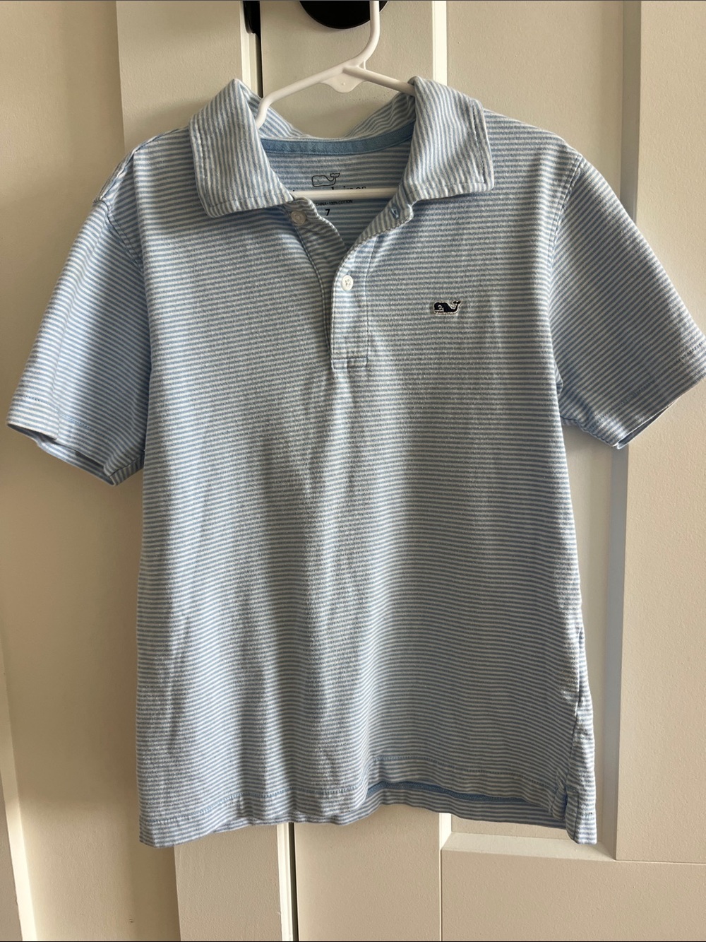 Vineyard Vines Pale Blue and White Striped Polo